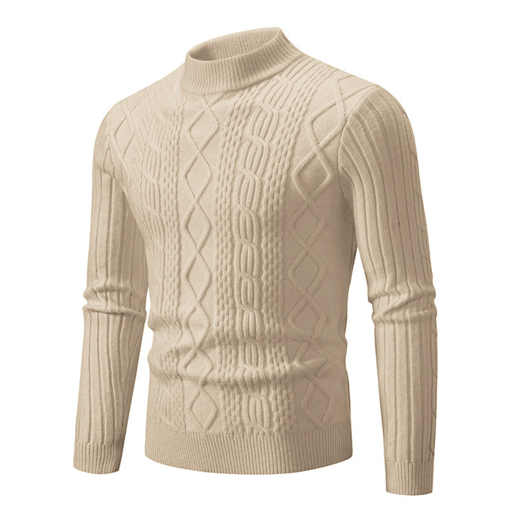 Herren nan gerippter Zopfmuster-Rollkragenpullover Slim Fit Echo Archiv