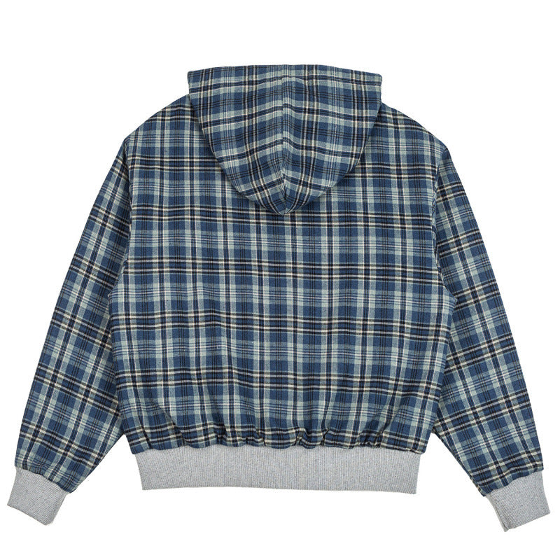 Unisex Gefütterte Kapuzen-Bomberjacke mit karierter Flanell-Innenfütterung und robustem Reißverschluss Echo Archiv