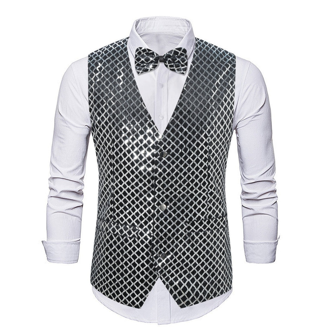Herren eleganter Pailletten-Blazer mit passendem Fliegenverschluss Echoarchiv