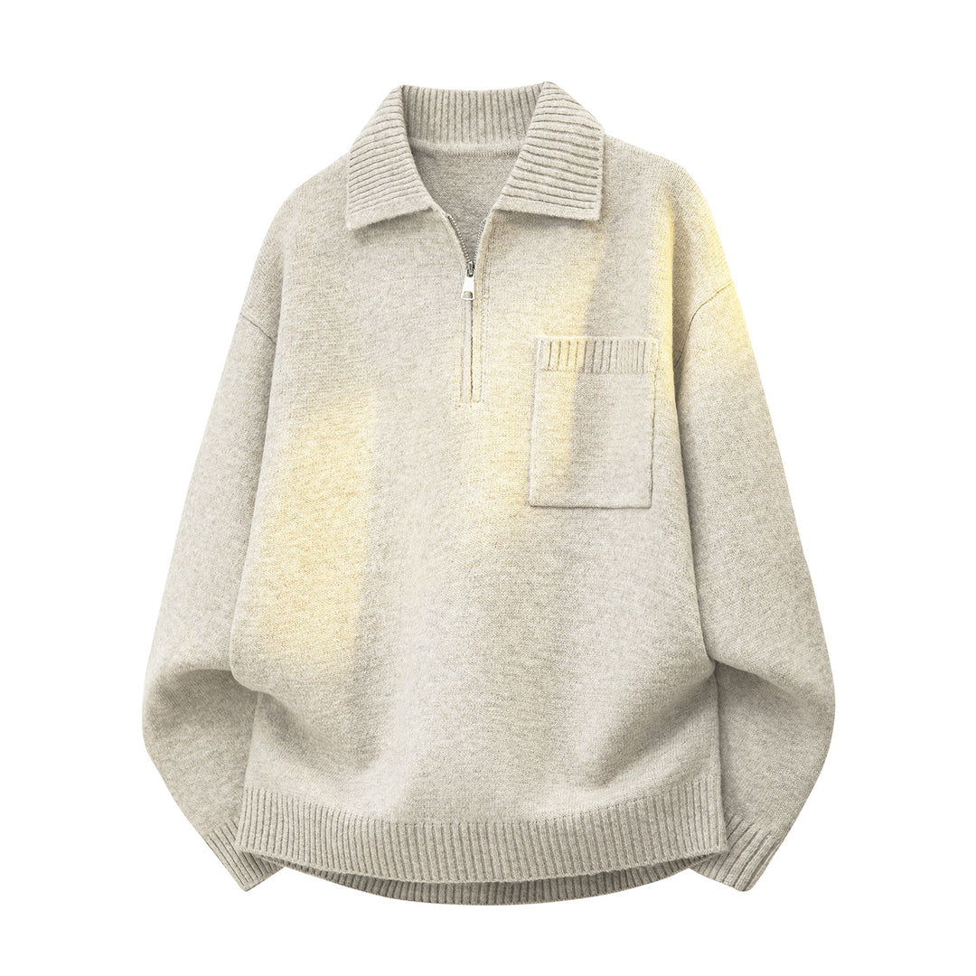 Damen Oversize-Strickpullover mit Halbzip, Rippkragen und Brusttasche Echoarchiv