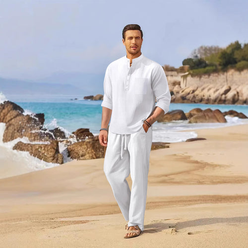 Herren Leichte Sommer-Linenhose mit passendem Oberteil Echoarchiv