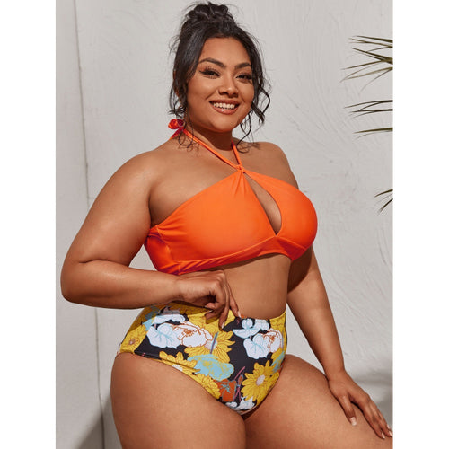 Damen Hochwertiger Cut-Out Bikini mit hohem Taillenslip und verstellbaren Trägern Echo Archiv