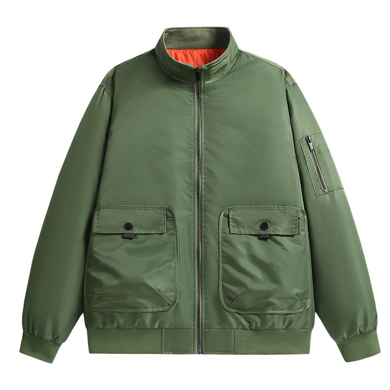 Herren Bomberjacke mit Stehkragen, Utility-Taschen und wattierter Thermoisolierung Echoarchiv