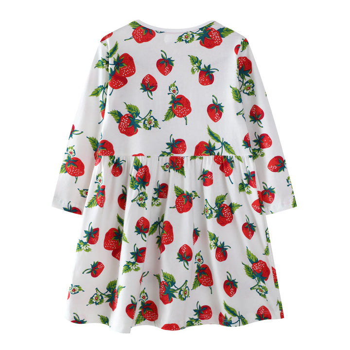 Mädchen Freizeitkleid mit Erdbeer-Muster Echo Archiv