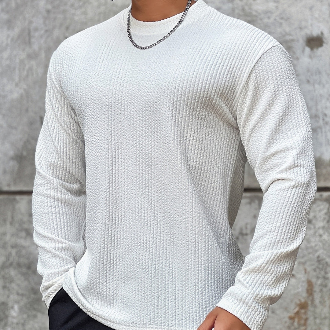 Herren stilvolles Langarmshirt mit strukturierter Oberfläche Echoarchiv