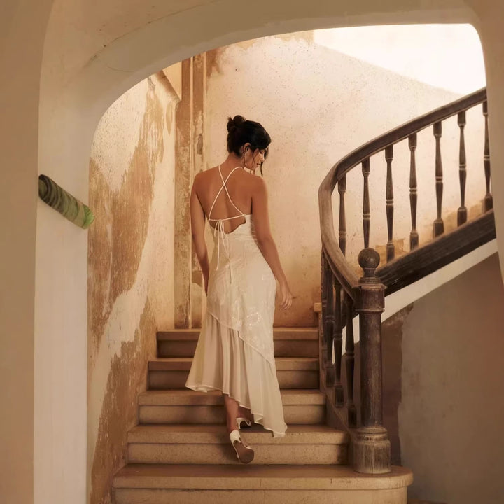 Damen Asymmetrisches Hochzeitskleid mit eleganter Spitze Echo Archiv