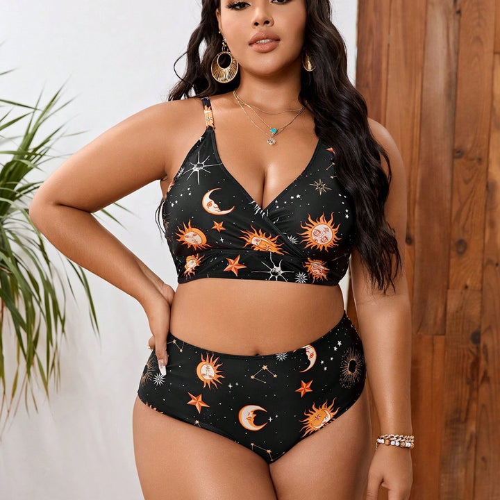 Damen Bikini-Set mit kreativem Sternen-Design und bequemen hoch geschnittenen Höschen Echo Archiv