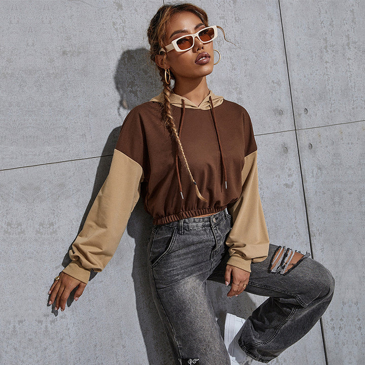Damen Modischer cropped Hoodie mit Farbblock Echo Archiv