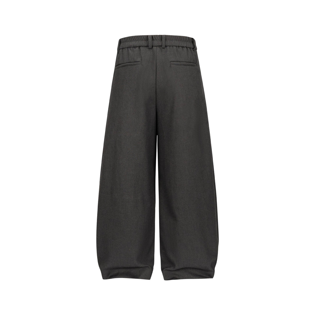 Damen Weite Plissee-Hose mit hoher Taille und elastischem Rückbund Echoarchiv