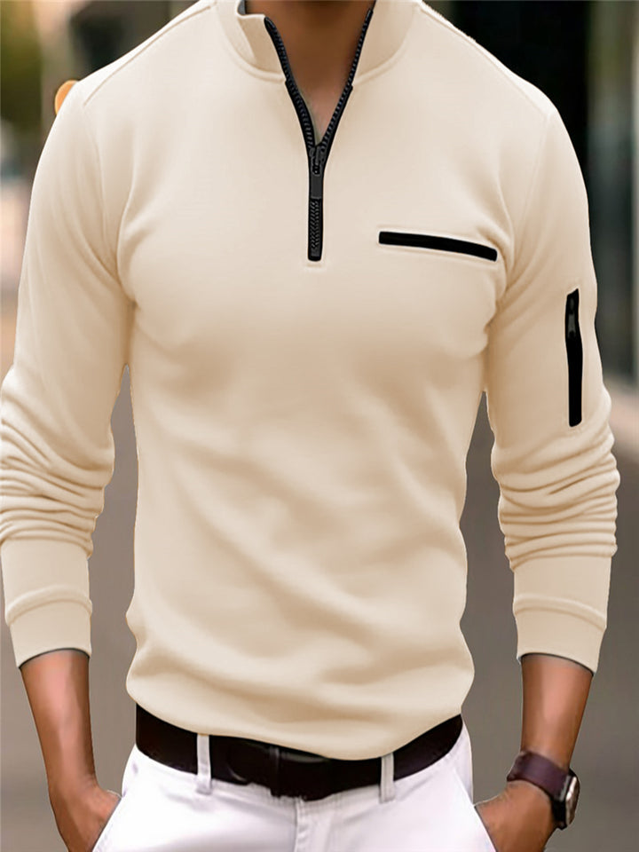 Herren praktischer Pullover mit halbem Reißverschluss und Taschen Echoarchiv