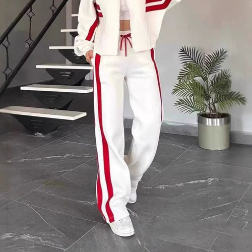 Damen nan athletisches Zweiteiler-Set aus French Terry mit Reißverschluss Cropped Jacke und weitem Highwaist Jogger Echo Archiv