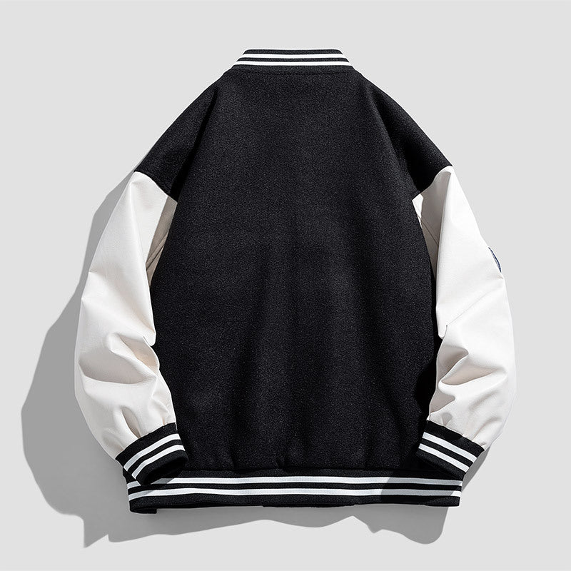 Herren Modische Collegejacke mit grafischen Applikationen Echo Archiv