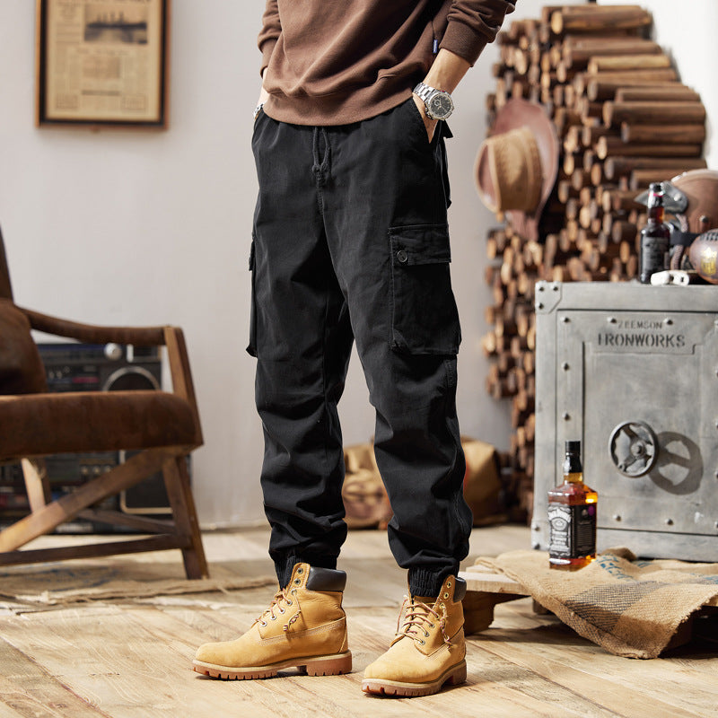 Herren Lässige Canvas-Cargojogginghose mit elastischem Saum, Klapp‑Cargo‑Taschen und verstärkten Knien Echo Archiv