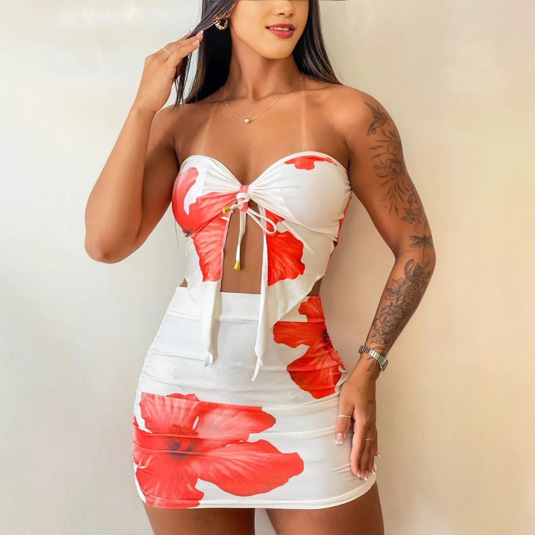 Damen figurbetontes Kleid mit floralem Design und Raffungsdetails Echo Archiv