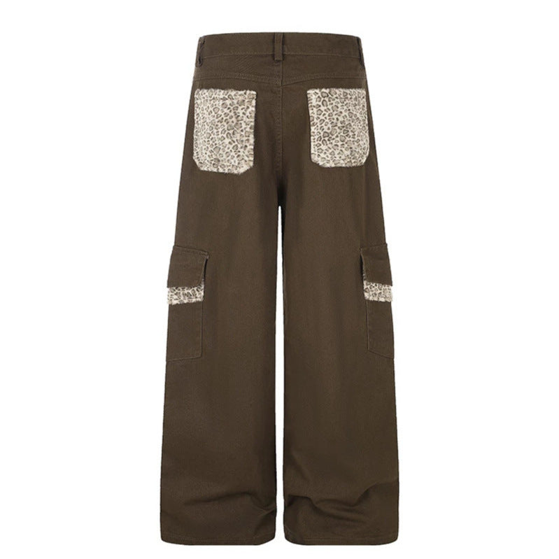 Damen Weite Cargo-Hose mit hoher Taille, großen Klappentaschen und Fellbesatz Echoarchiv