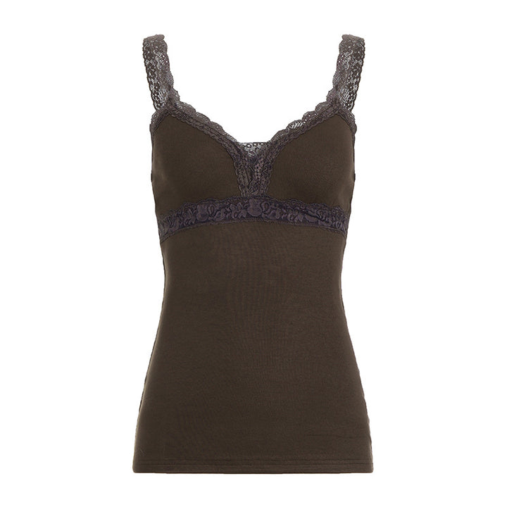 Damen Spitzenbody mit zarten Trägern und romantischen Rüschendetails Echo Archiv