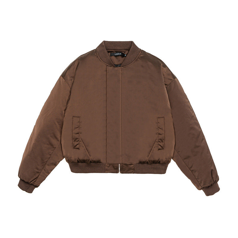 Unisex Kurz geschnittener Boxy-Puffer-Bomber mit minimalistischer Frontblende Echoarchiv