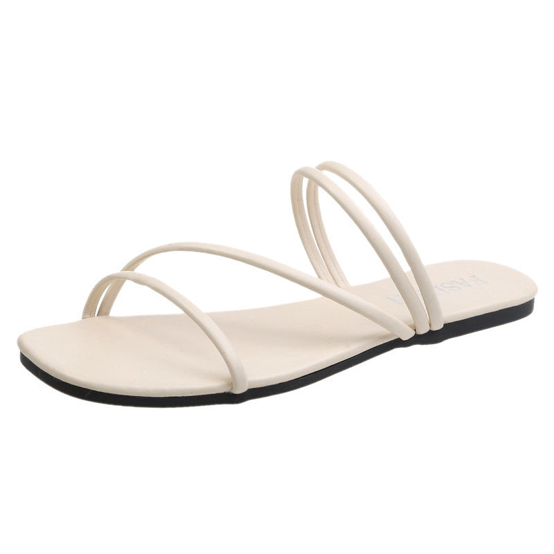 Damen nan minimalistische Schlupf-Sandalette mit filigranen Schlaufenriemen und gepolstertem Komfortfußbett Echo Archiv