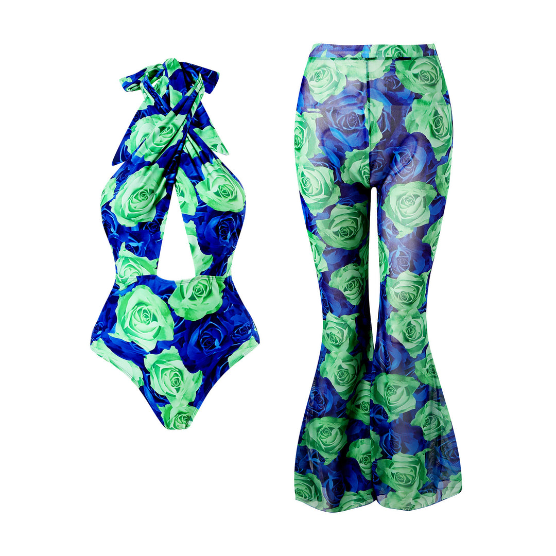 Damen Badeanzug mit innovativem Schnitt und floralem Design Echo Archiv