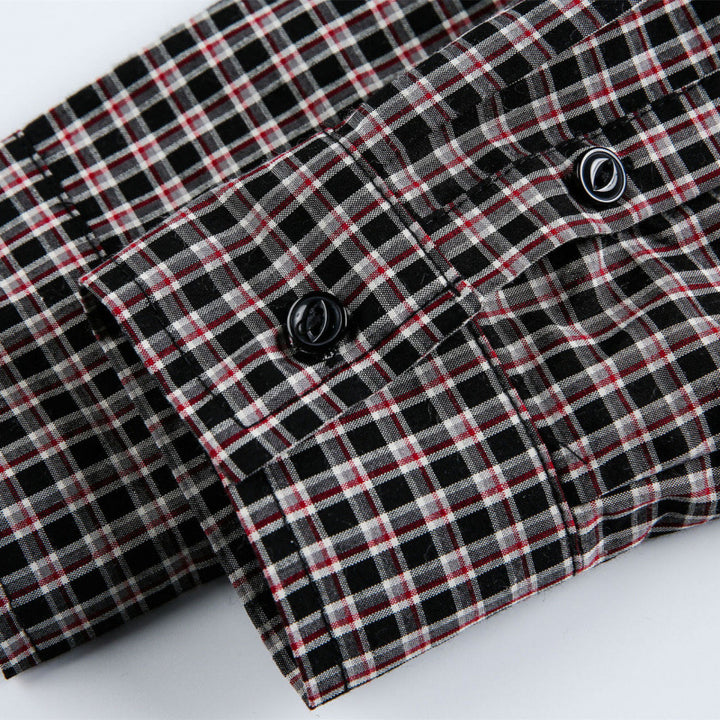 Herren Boxy-Overshirt im feinkarierten Muster mit durchgehender Knopfleiste und aufgesetzter Brusttasche Echo Archiv