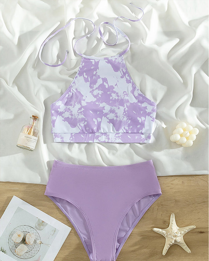 Damen Hochtailliertes Bikini-Set mit sportlichem Crop-Top und tief geschnittenem Höschen Echo Archiv