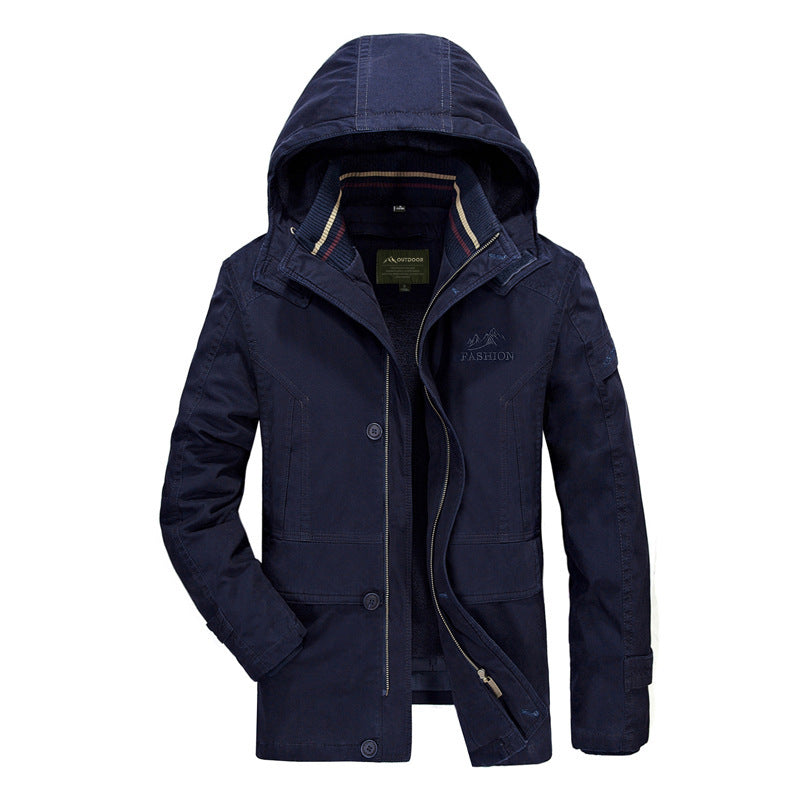 Herren Kapuzenparka mit Teddyfutter und multifunktionalen Utility‑Taschen Echoarchiv