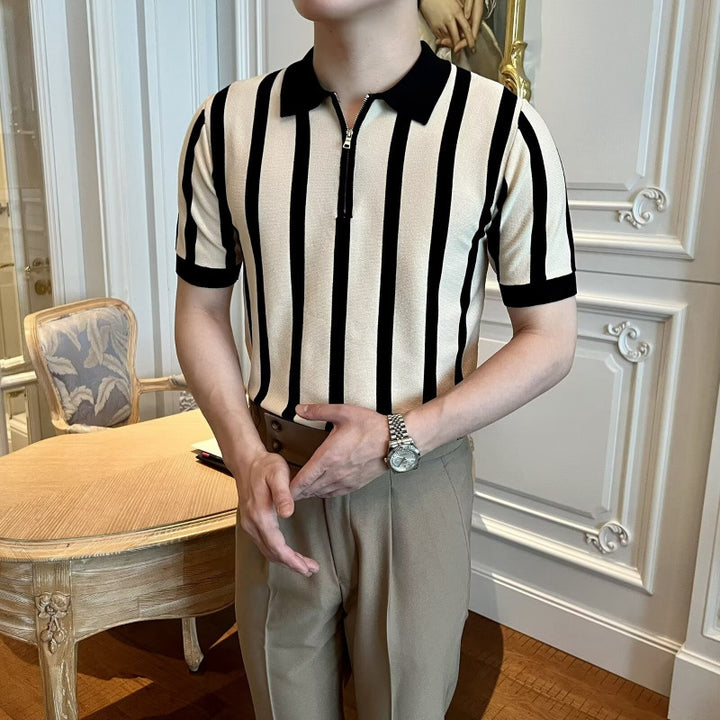 Herrenmode Kurzarm Poloshirt mit Reißverschluss Echo Archive