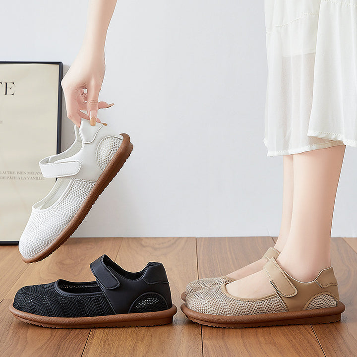 Damen nan atmungsaktive Mary-Jane Slipper mit Klettverschluss und ergonomischer Komfortsohle Echo Archiv