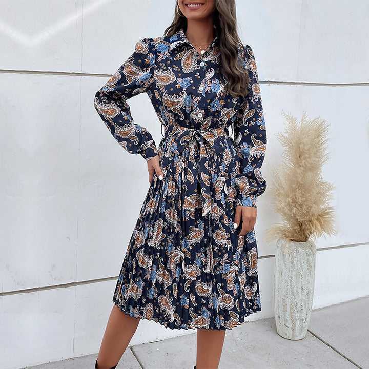 Damen Elegantes Maxi-Kleid mit Taillengürtel und Blumenmuster Echo Archiv
