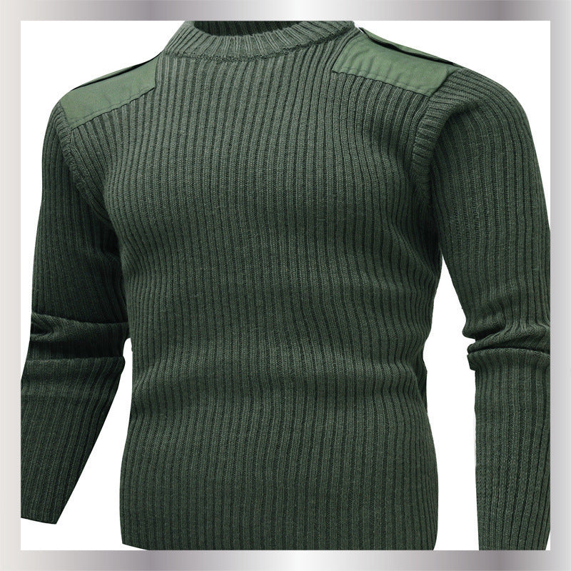 Herren Strickpullover mit V-Ausschnitt und dekorativen Schulterdetails Echoarchiv