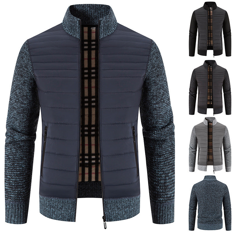 Herren gesteppte Hybridjacke mit Strickärmeln und modernem Stehkragen Echoarchiv