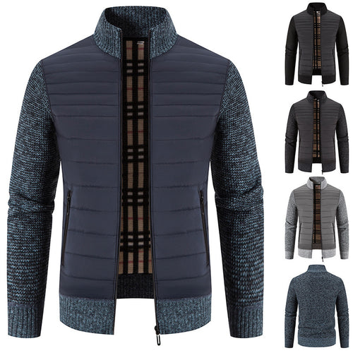 Herren gesteppte Hybridjacke mit Strickärmeln und modernem Stehkragen Echoarchiv