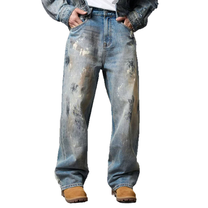 Herren Weite Denim-Jeans im Used-Look Echoarchiv
