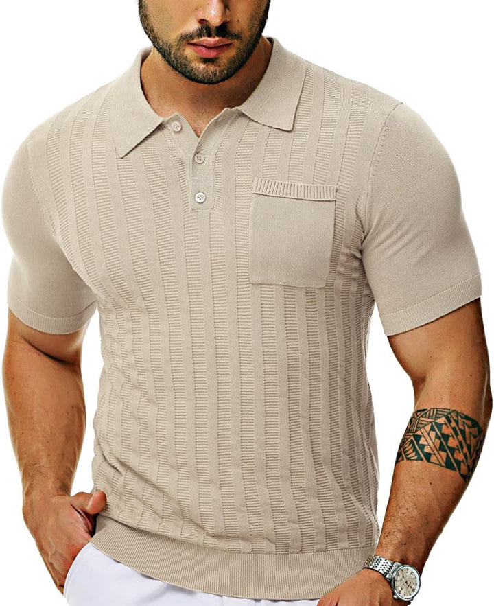 Herren Poloshirt mit strukturiertem Muster und kurzer Ärmel Echoarchiv