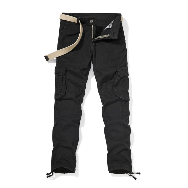 Herren Slim-Fit Cargohose mit verstärkten Kniepartien, Tunnelzugsäumen und Multifachtaschen – Bravaro