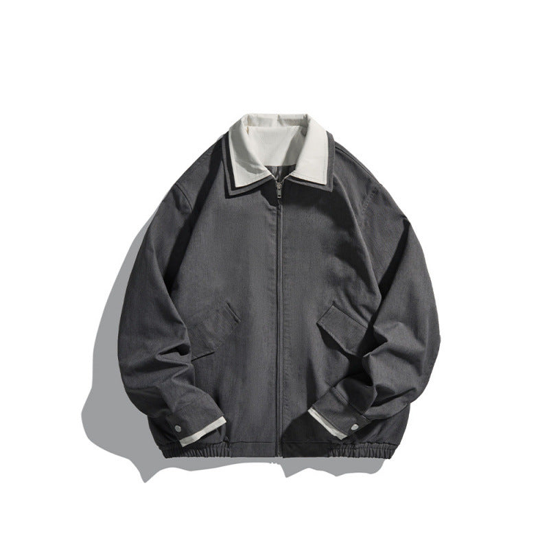 Herren Kurz geschnittene Canvas-Blousonjacke im Workwear‑Look mit kontrastierendem Hemdkragen Echo Archiv