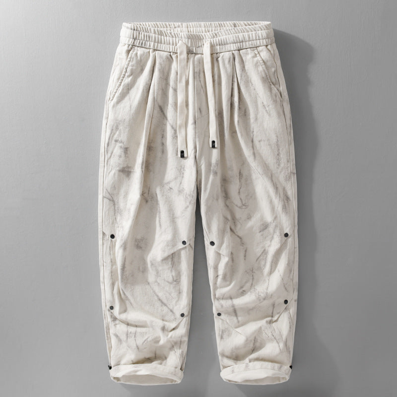 Herren Weite Baggy-Cargohose mit Marmor-Print und Kordelzug Echoarchiv