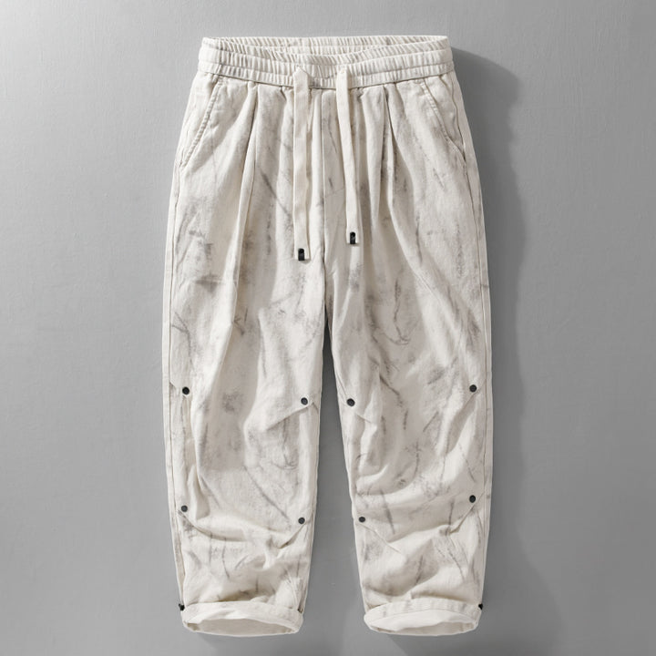 Herren Weite Baggy-Cargohose mit Marmor-Print und Kordelzug Echoarchiv