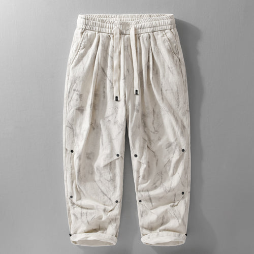 Herren Weite Baggy-Cargohose mit Marmor-Print und Kordelzug Echoarchiv