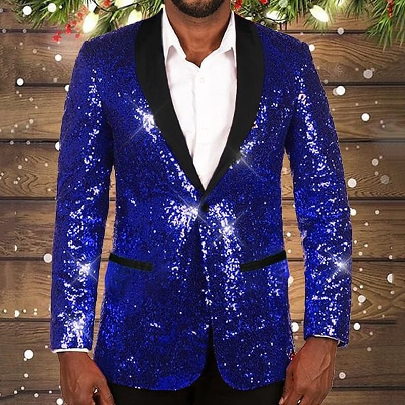 Herren glitzernder Pailletten Blazer mit schwarzem Revers Echoarchiv