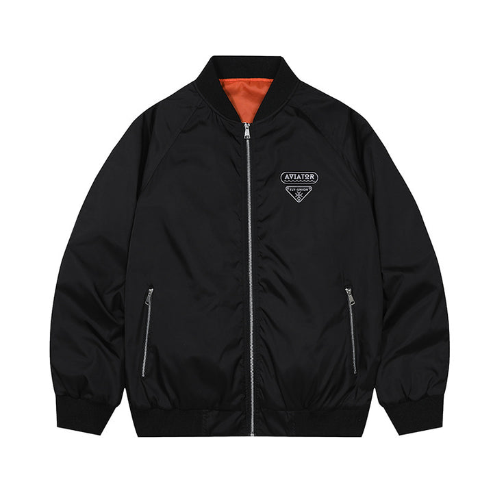 Herren  leichte Flugjacke mit vintage Flieger-Patch, kontrastierendem Satin-Futter und Reißverschlusstaschen Echo Archiv