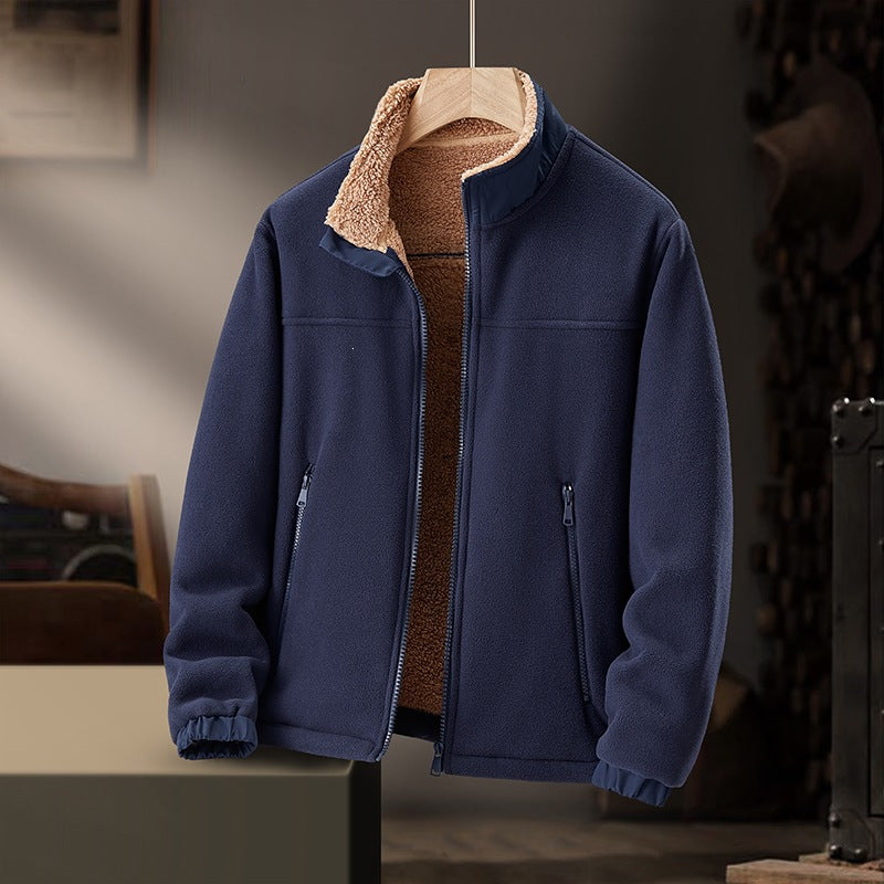 Herren Fleece-Outdoorjacke mit Teddyfell-Innenfutter, Stehkragen & windabweisender Oberfläche Echoarchiv