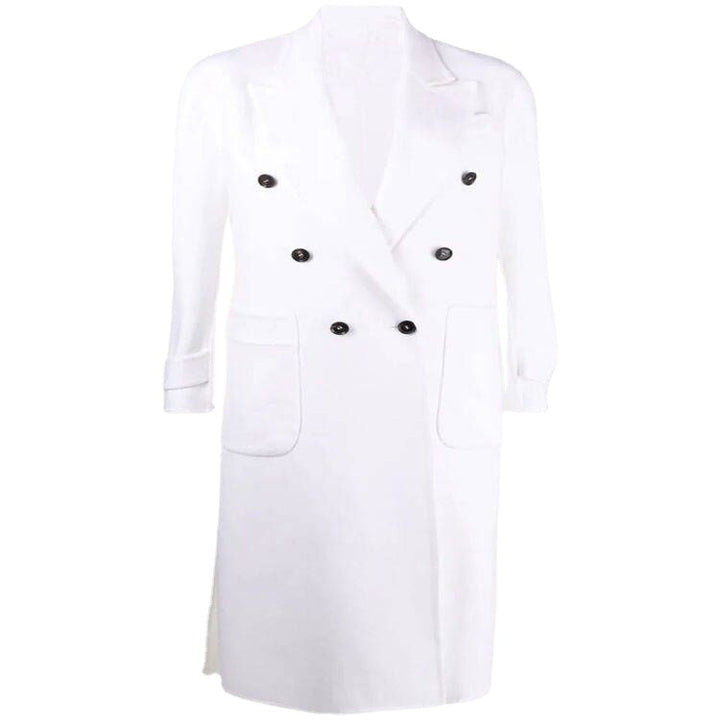 Damen Zweireihiger Midimantel im modernen Tailoring mit verlängertem Revers und aufgesetzten Taschen Echoarchiv