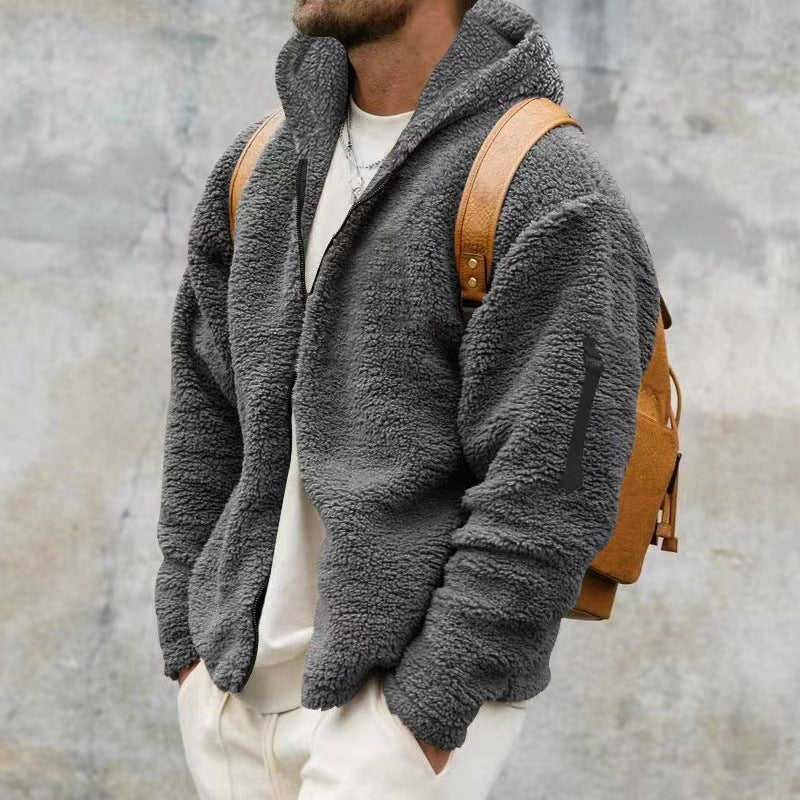 Herren Kuschelige Fleecejacke mit Kapuze Echoarchiv