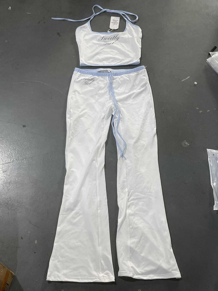 Damen sportliches Two-Piece Set mit verstellbarem Bindeband und bequemen Flared-Hosen Echo Archiv