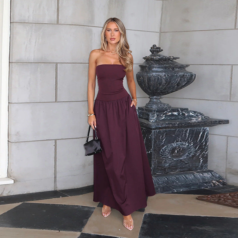 Damen elegantes Bandeau-Maxi-Kleid mit schwingendem Rock und elastischem Bund Echo Archiv