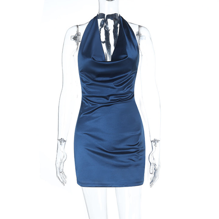 Damen elegantes Halterneck Minikleid mit verführerischer Drapierung Echo Archiv