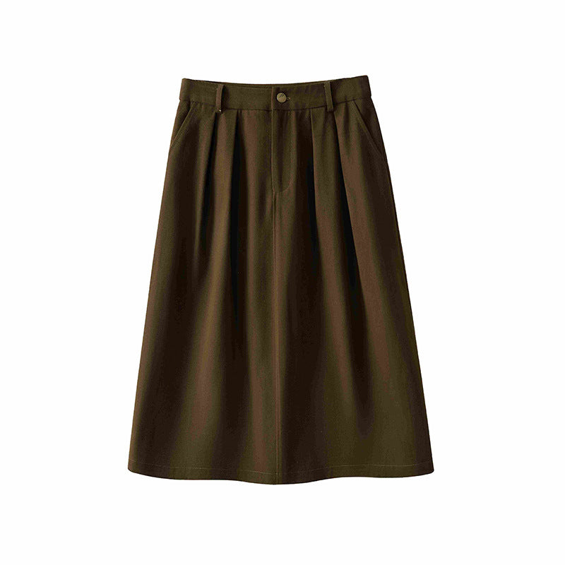 Damen Midirock mit hoher Taille, soften Falten und Eingrifftaschen Echo Archiv