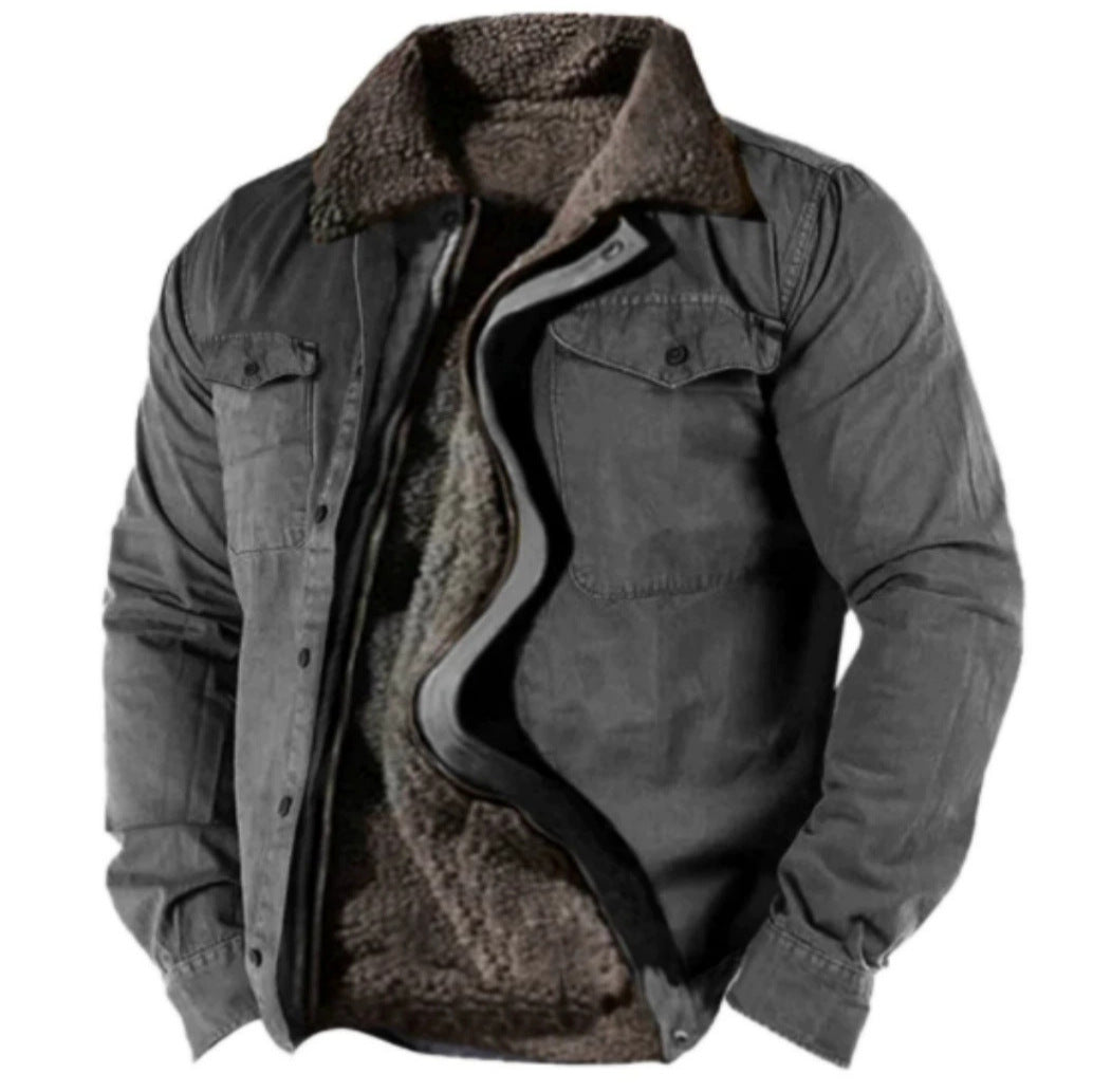 Herren Winterjacke mit warmem Kunstfellfutter und praktischem Knopfverschluss Echoarchiv