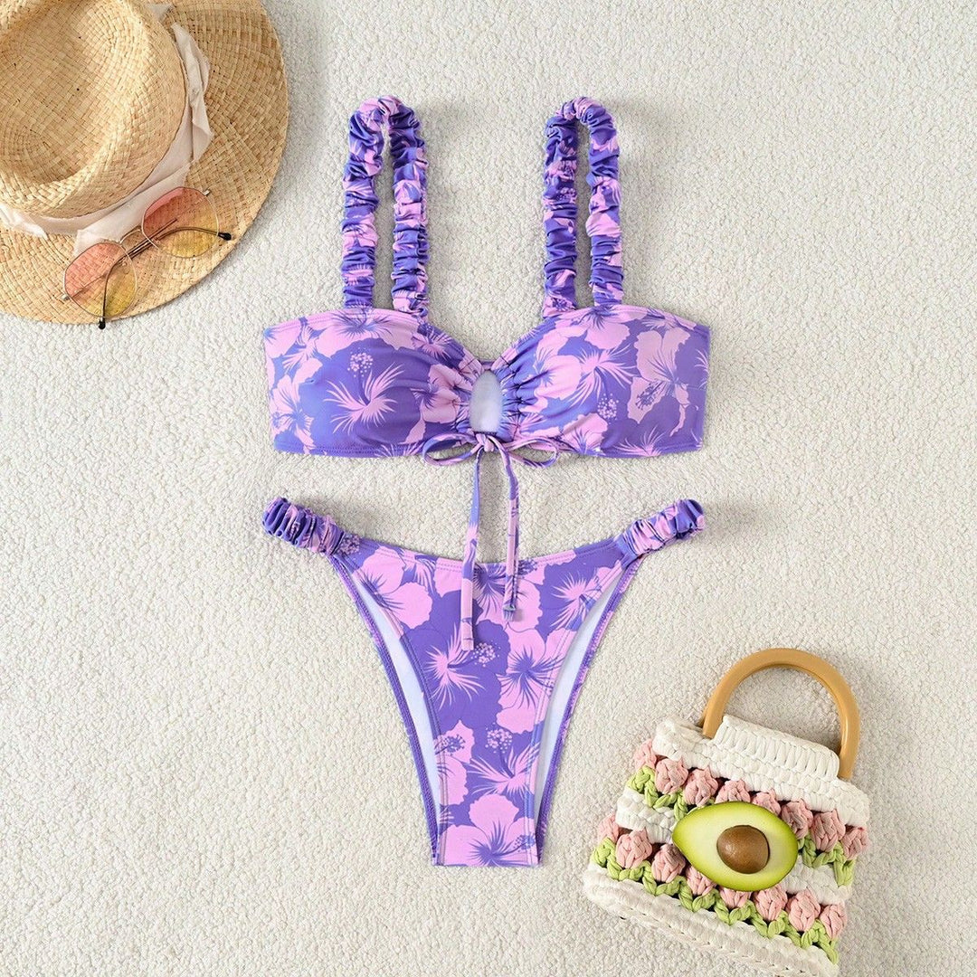 Damen Hochgeschnittener Bikini mit Rüschendetails Echo Archiv